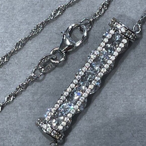 STERLING SILVER & CUBIC ZIRCONIA DESIGNER NECKLACE Fuzion Creations NEW 85 Gems - Picture 12 of 16